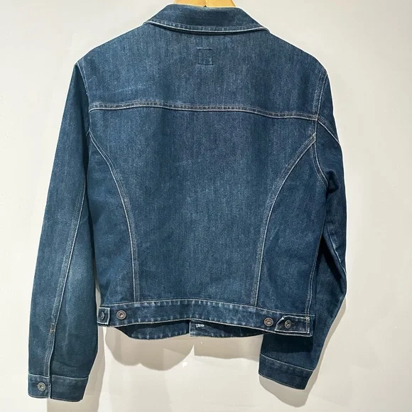 GAP Denim Jacket Women XL Cropped Blue Jean Trucker Stretch Casual - Picture 3 of 3